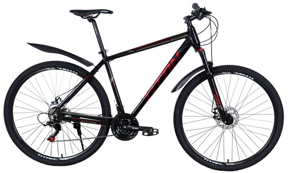 Фотография Велосипед Titan First 27,5" 2021, размер L, черно-красный